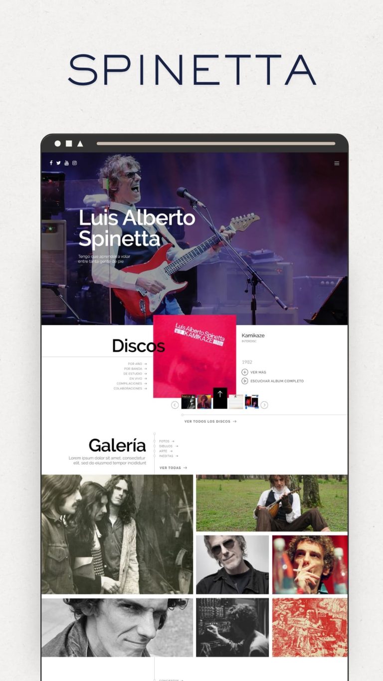 Mockup del Sitio Oficial de Luis Alberto Spinetta