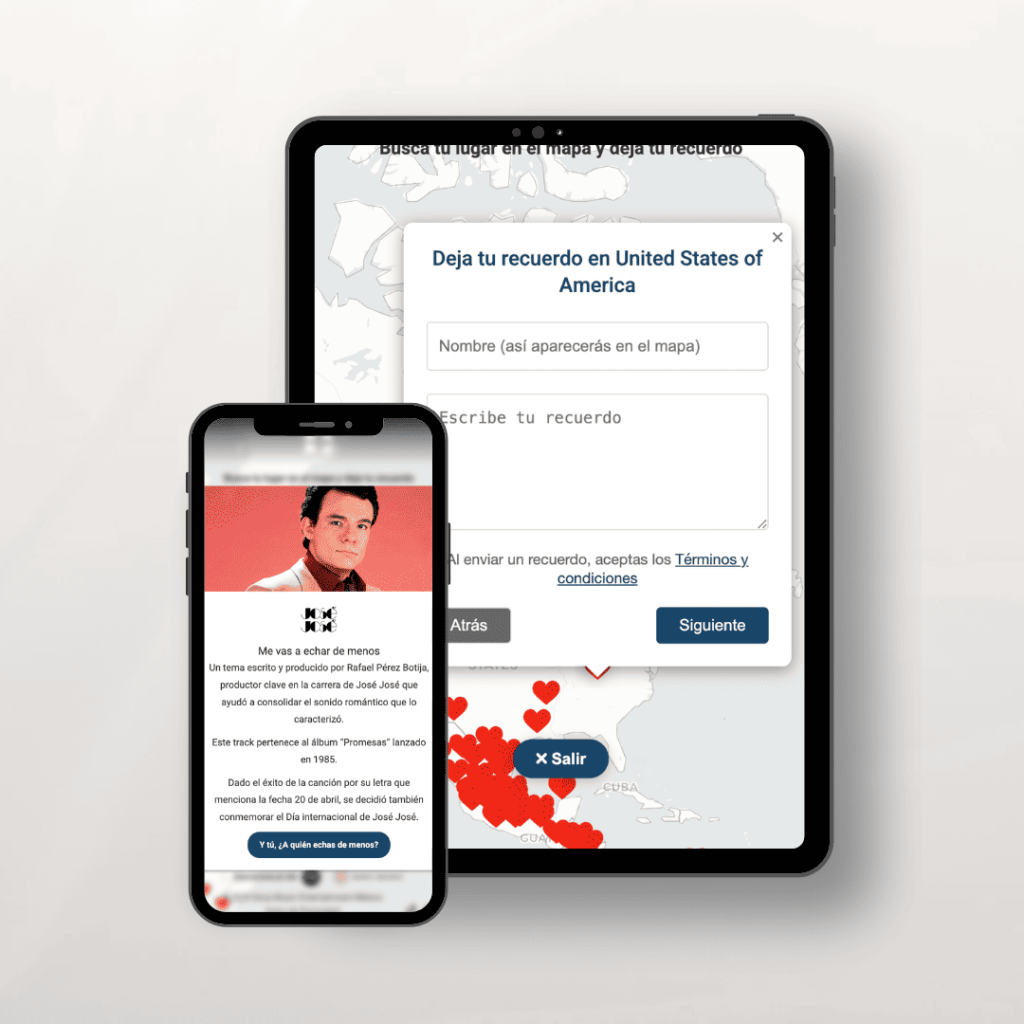 Mockup del sitio web de José José